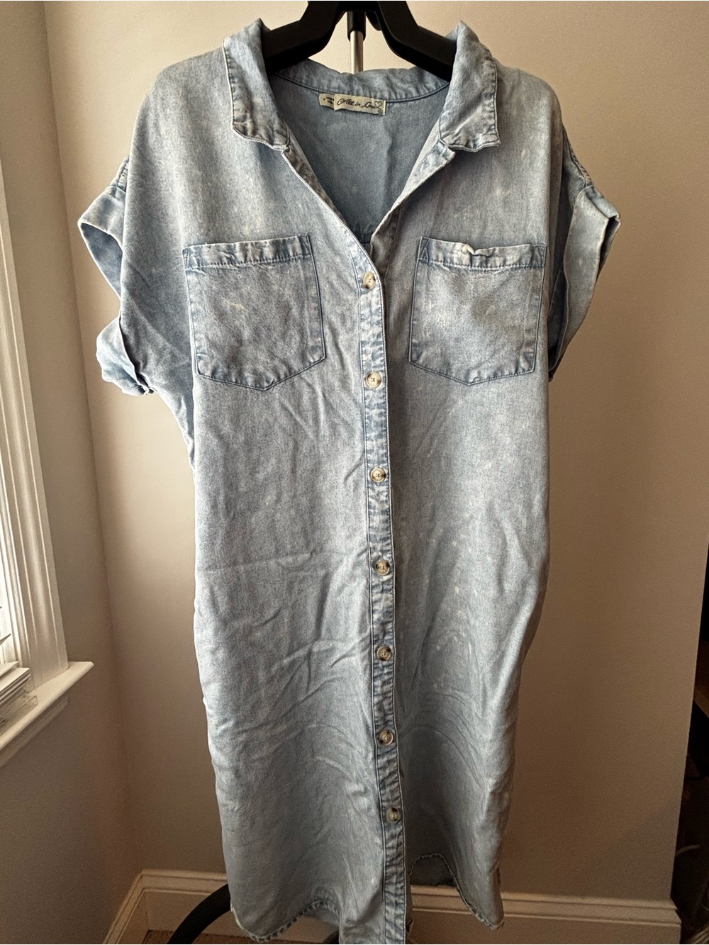 Versona Light Blue Denim Midi Shirt Dress